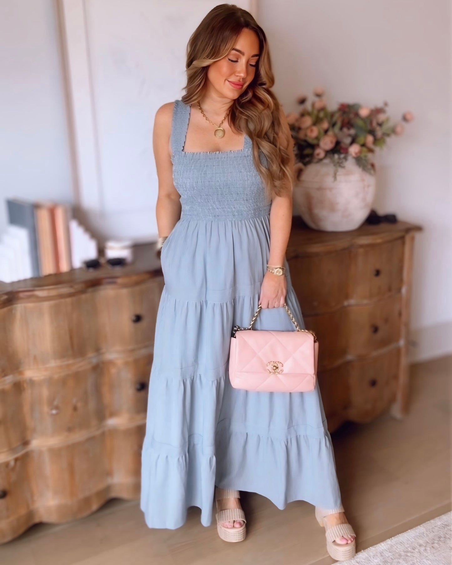 April Smocked Maxi Dress