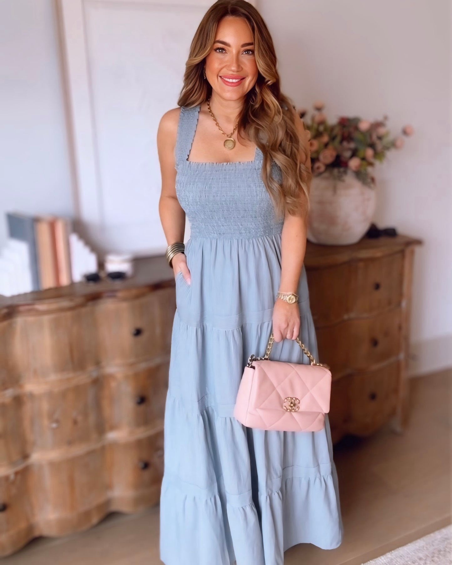 April Smocked Maxi Dress