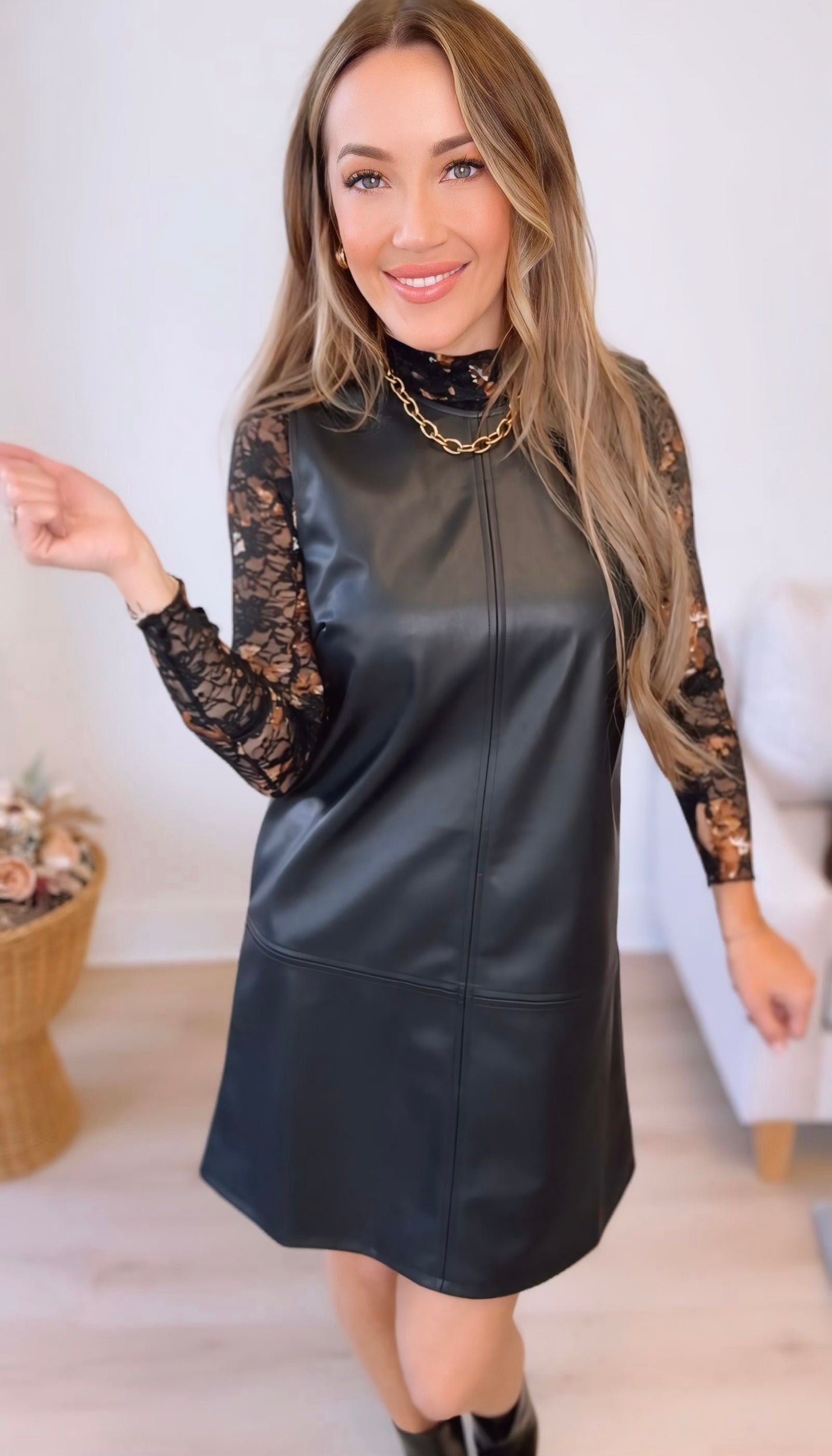 Lively Love Faux Leather Tank Dress