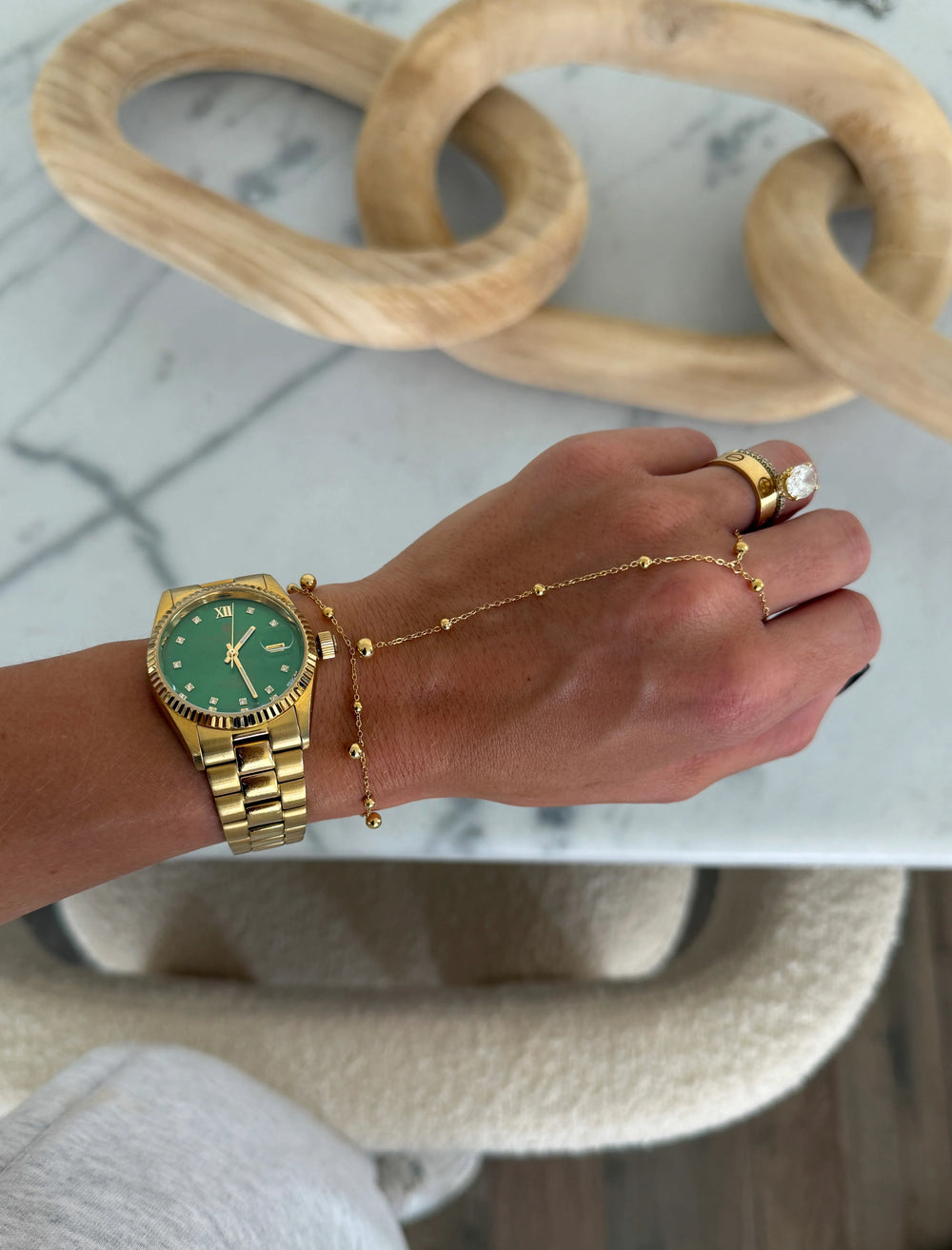 Kylan Gold Bead Hand Chain