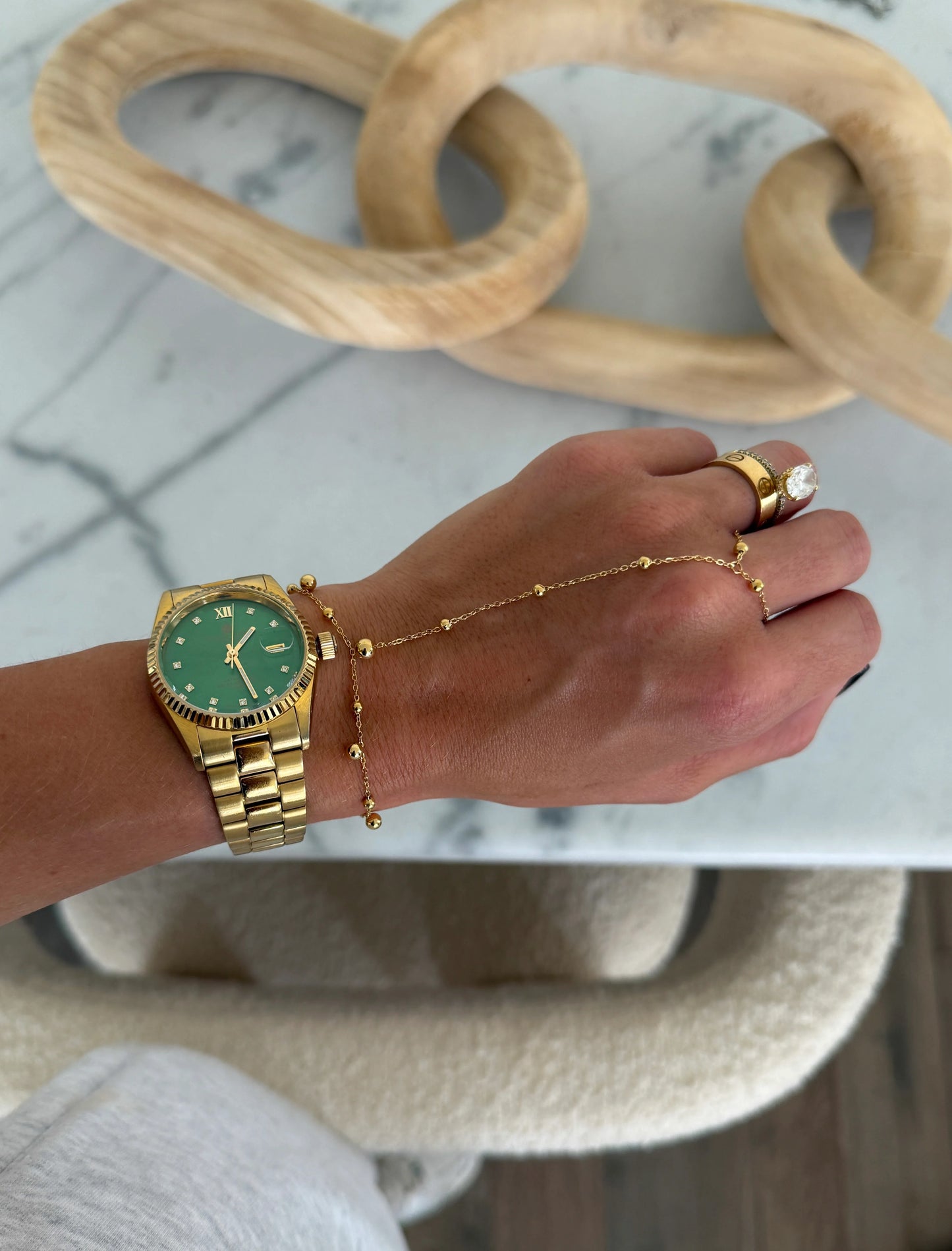 Kylan Gold Bead Hand Chain
