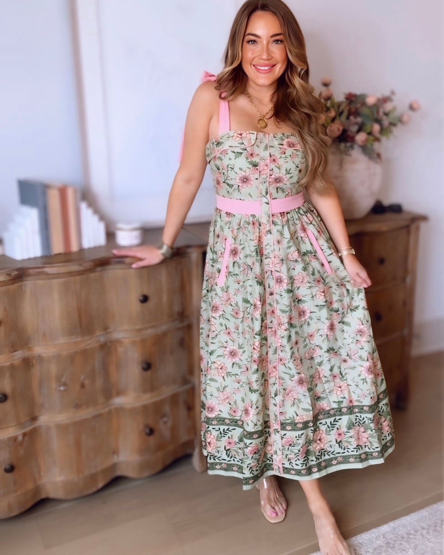 Spring Garden Party Floral Midi Dress