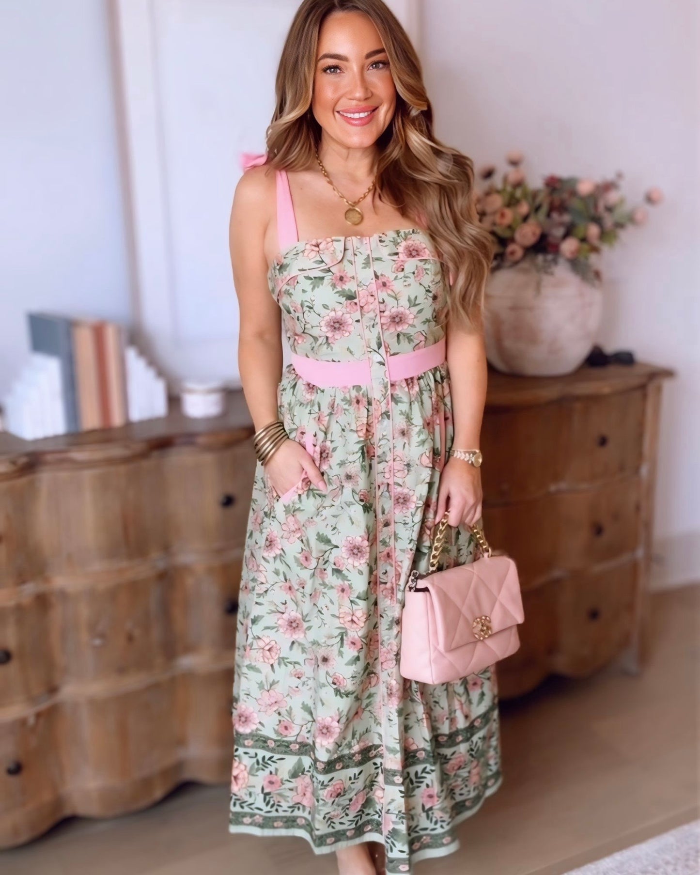 Spring Garden Party Floral Midi Dress Spring Garden Party Floral Midi Dress