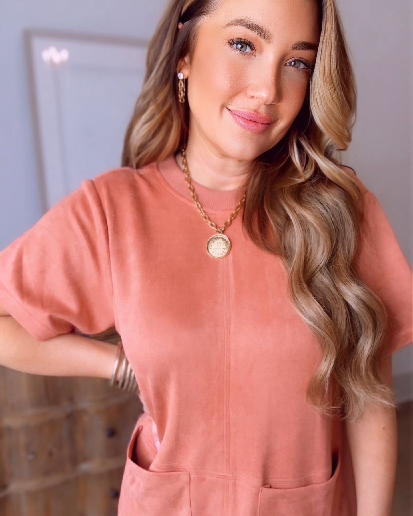 Banks Microsuede Short Sleeve Shift Dress