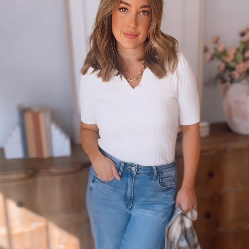 Calista Patterned Rib Top