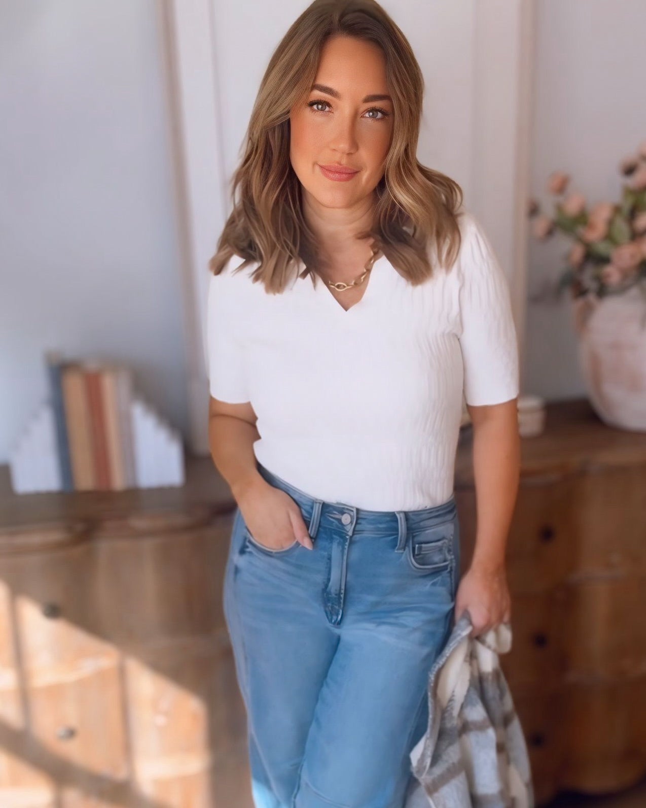 Calista Patterned Rib Top