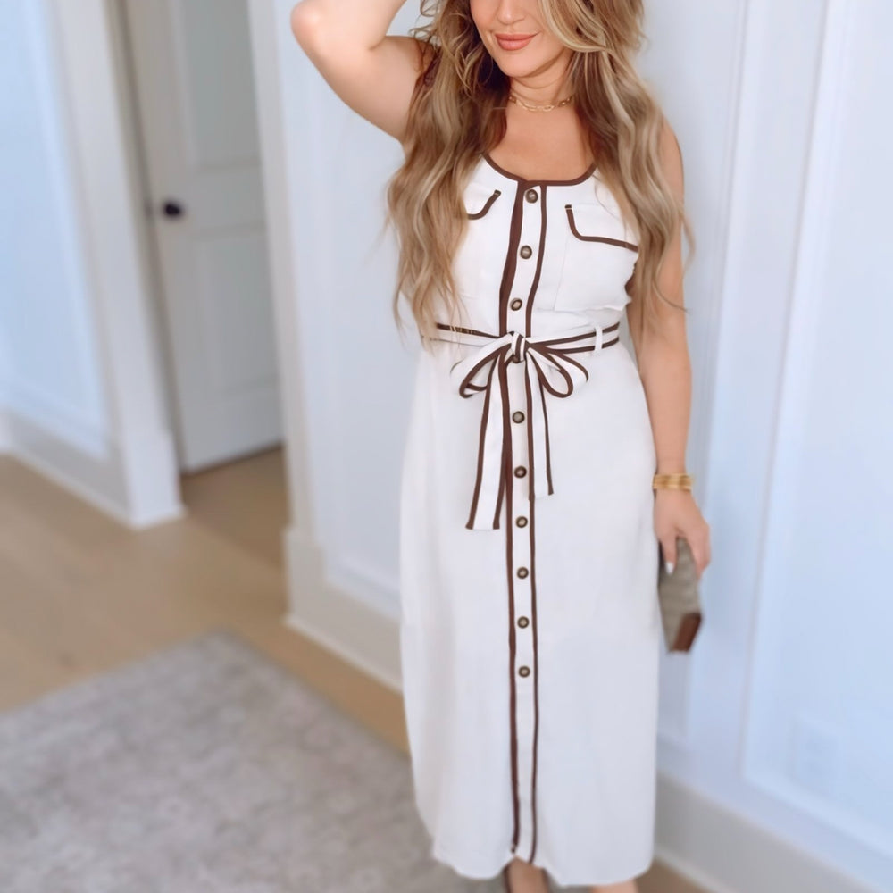 Spend Your Day Belted Button Down Dress
