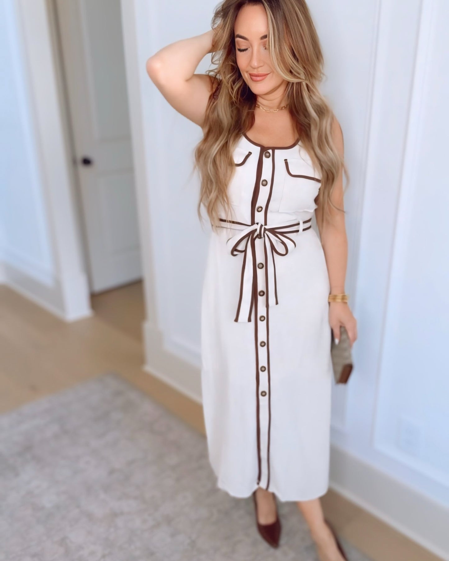 Spend Your Day Belted Button Down Dress
