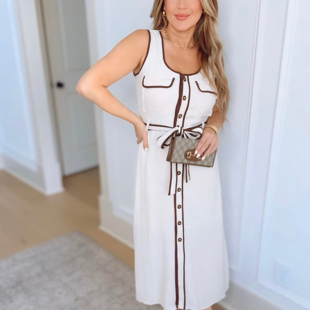Spend Your Day Belted Button Down Dress