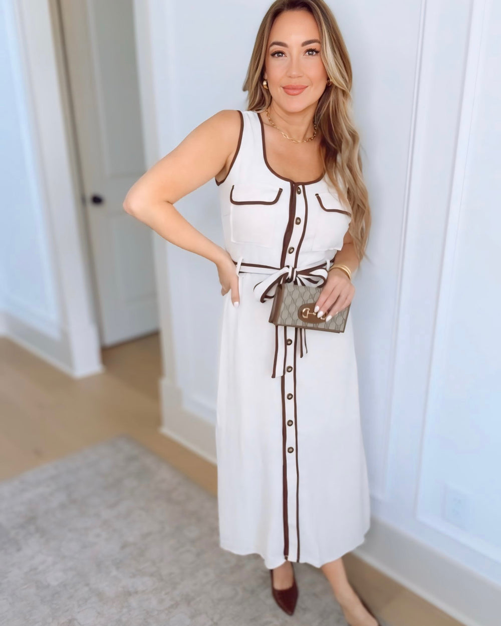 Spend Your Day Belted Button Down Dress