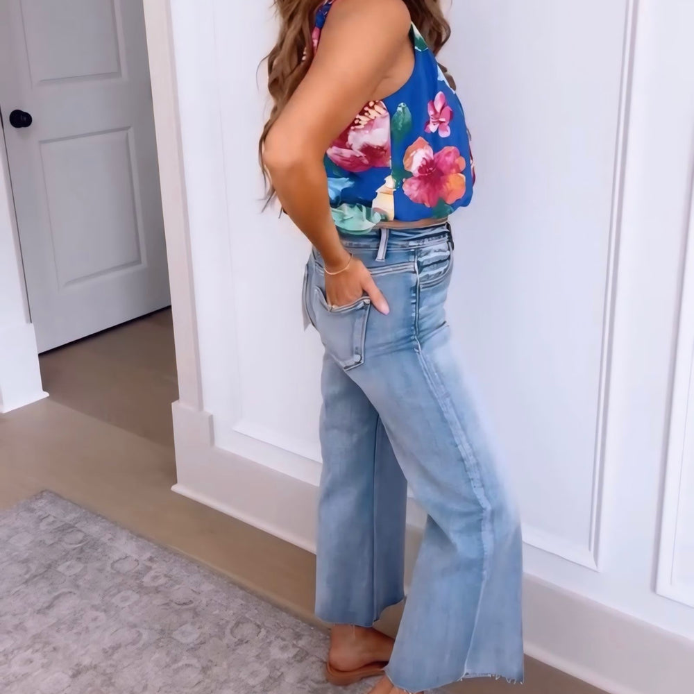 
                      
                        Risen - Mid Rise Wide Leg Raw Hem Crop
                      
                    