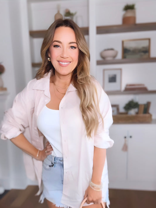 Kathryn Button Down Top - Pale Pink