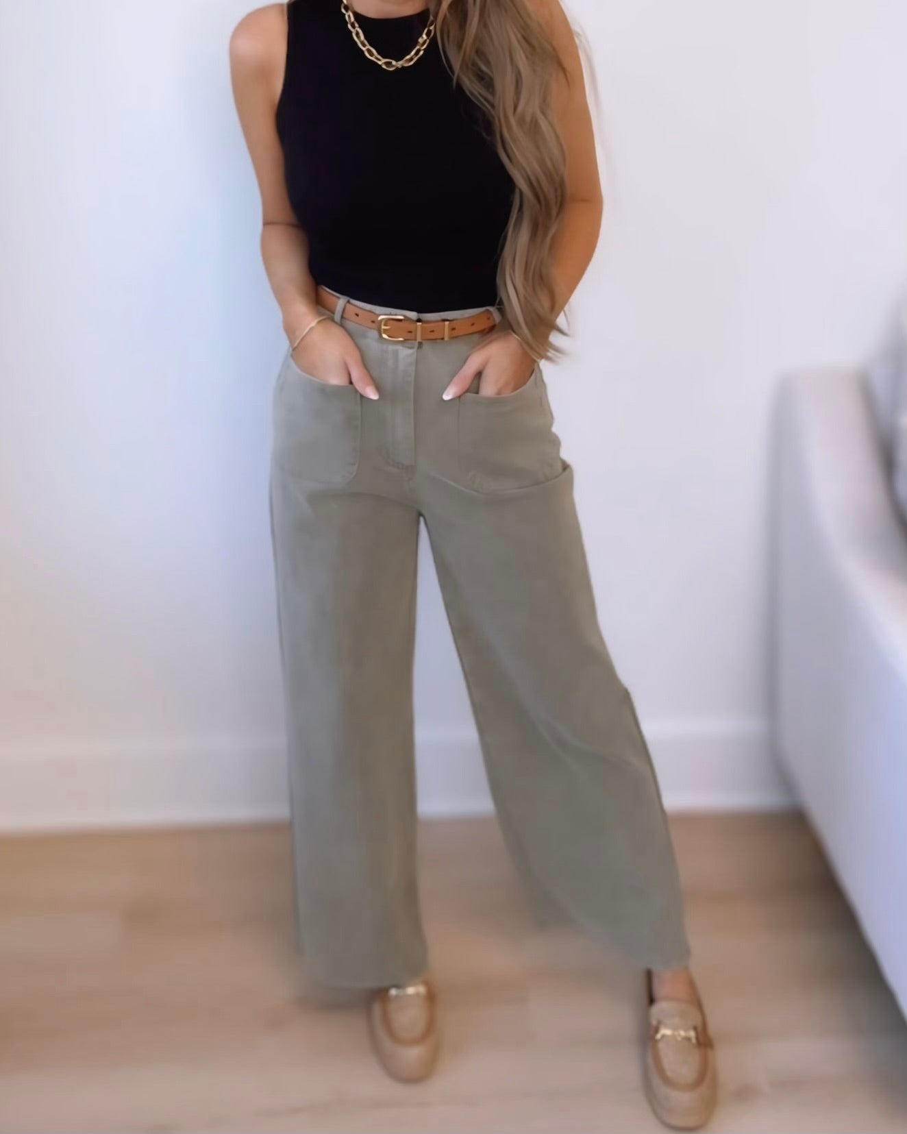 Landry Front Pocket Wide leg Pants - 2 COLORS