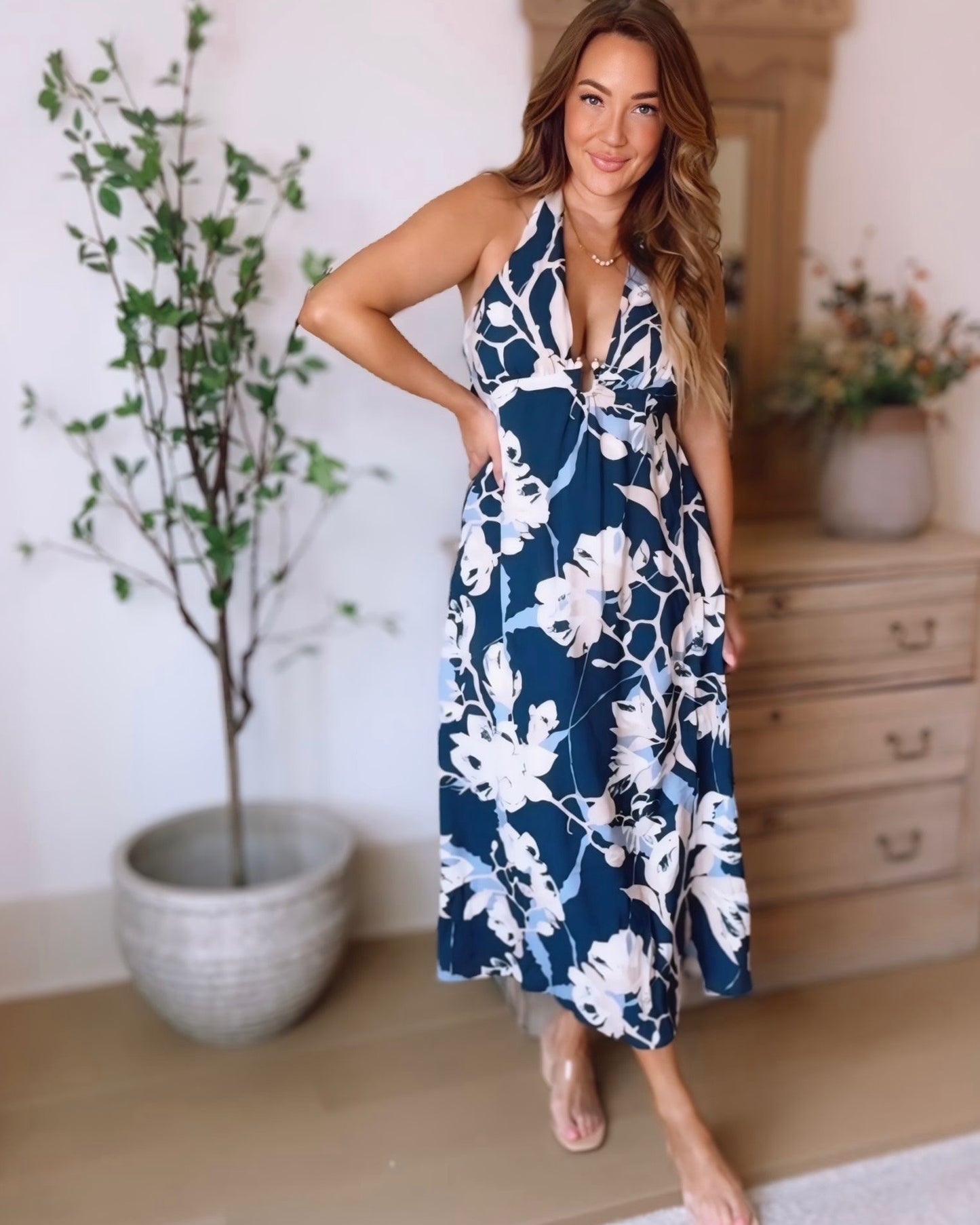 Care Free Halter Neck Midi Dress