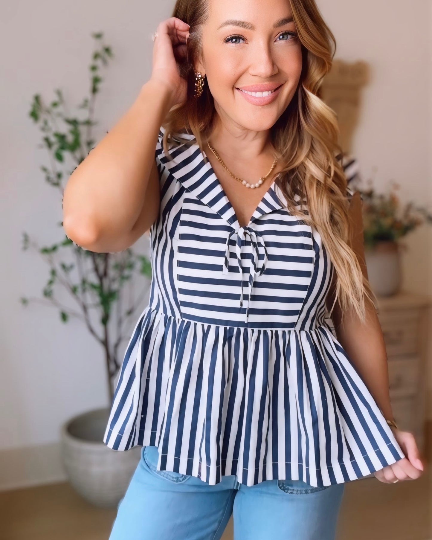 Bodhi Stripe Sailor Collar Top