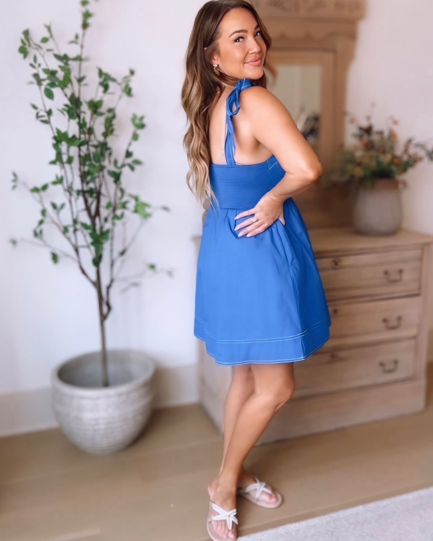 Raina Tie Strap Babydoll Dress
