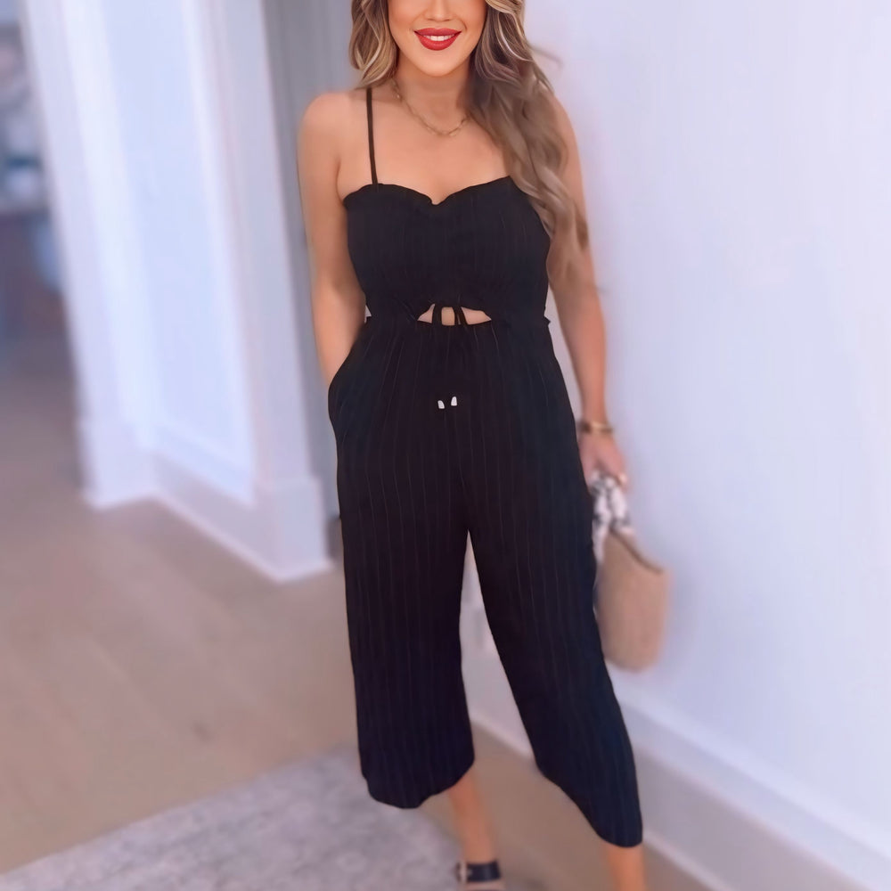 Off For The Day Striped Linen Jumpsuit