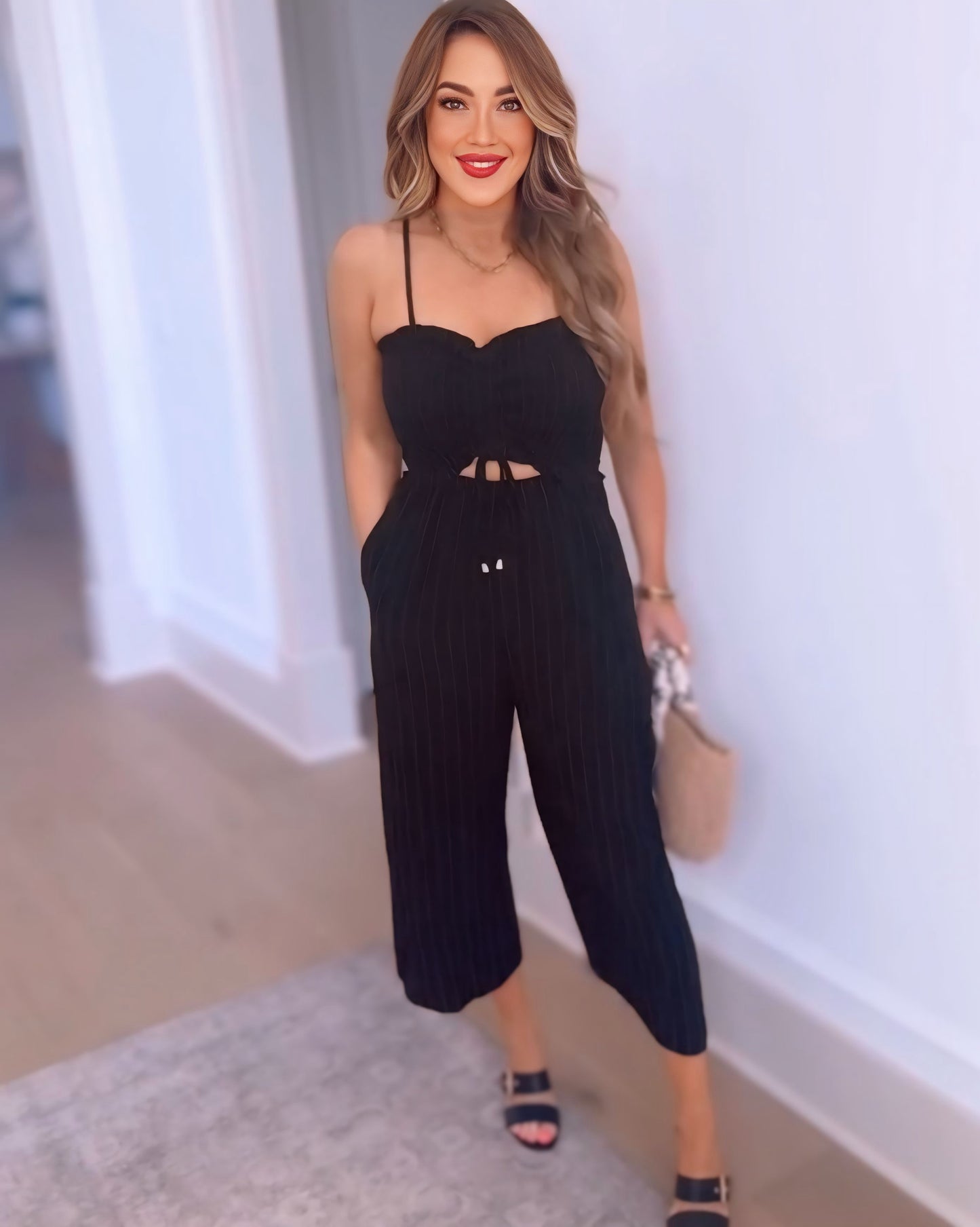 Off For The Day Striped Linen Jumpsuit