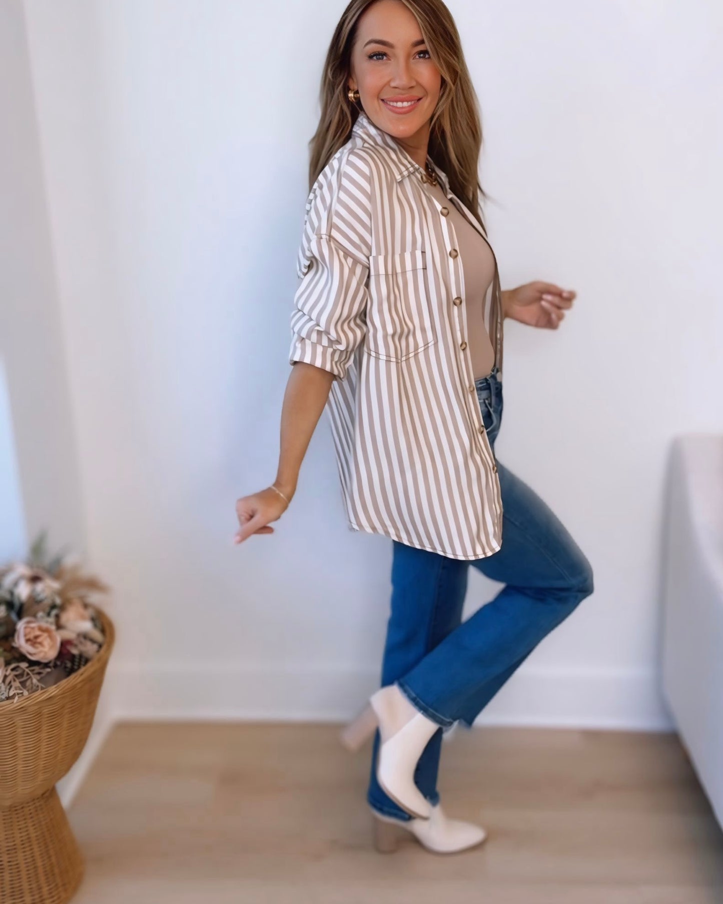 Finley Striped Button Down Blouse