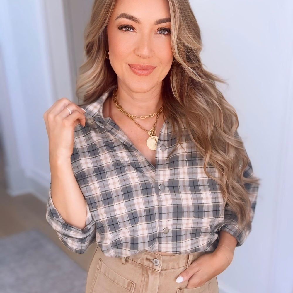 Rue Brushed Plaid Button Up- 2 Colors