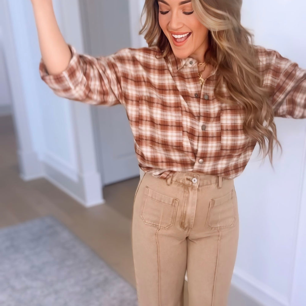 
                      
                        Rue Brushed Plaid Button Up- 2 Colors
                      
                    