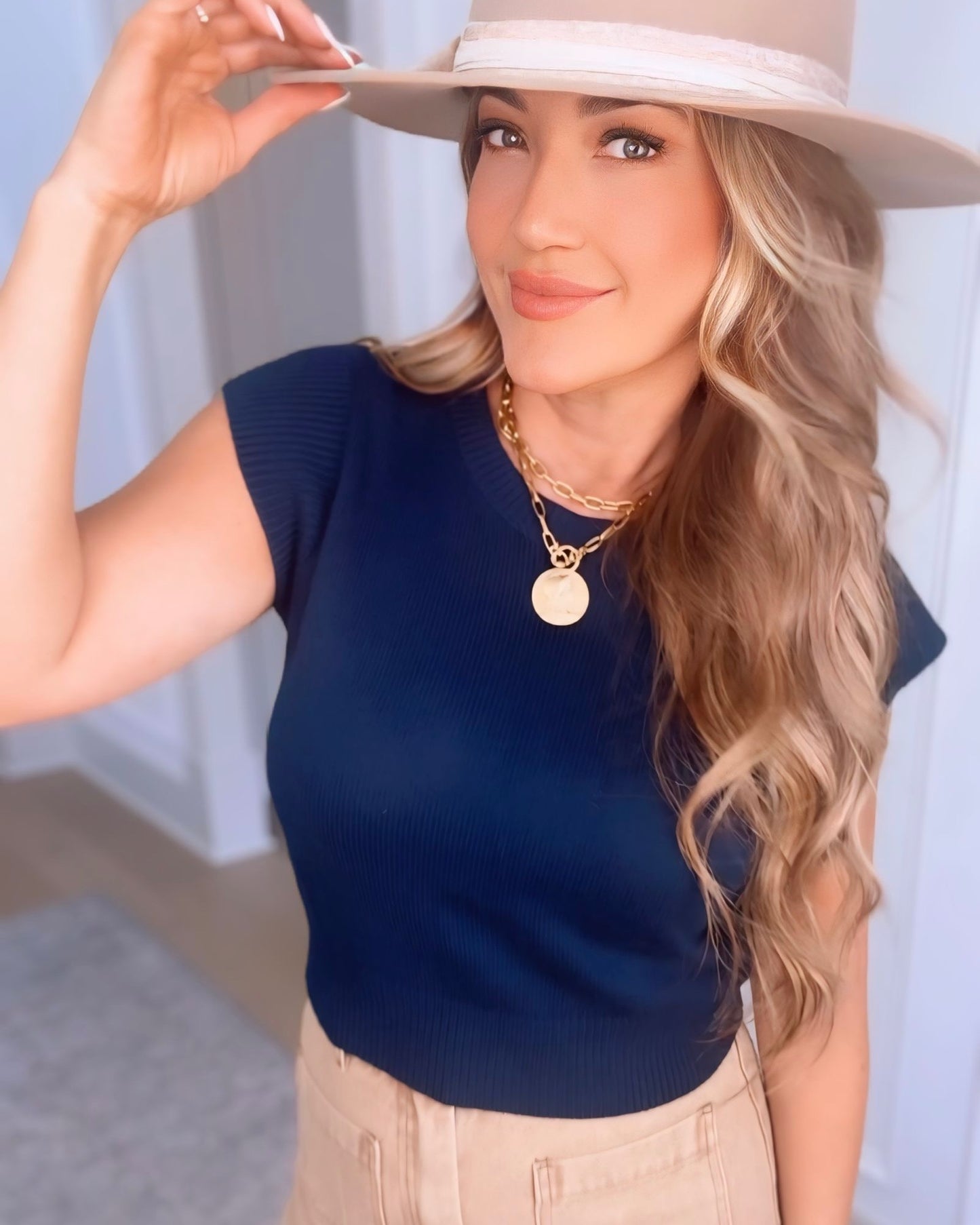 Lucky Cap Sleeve Knit Top- 2 Colors