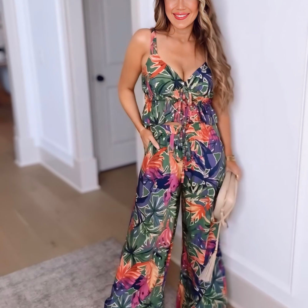 Traveling To Tulum Floral Peplum Tie Top