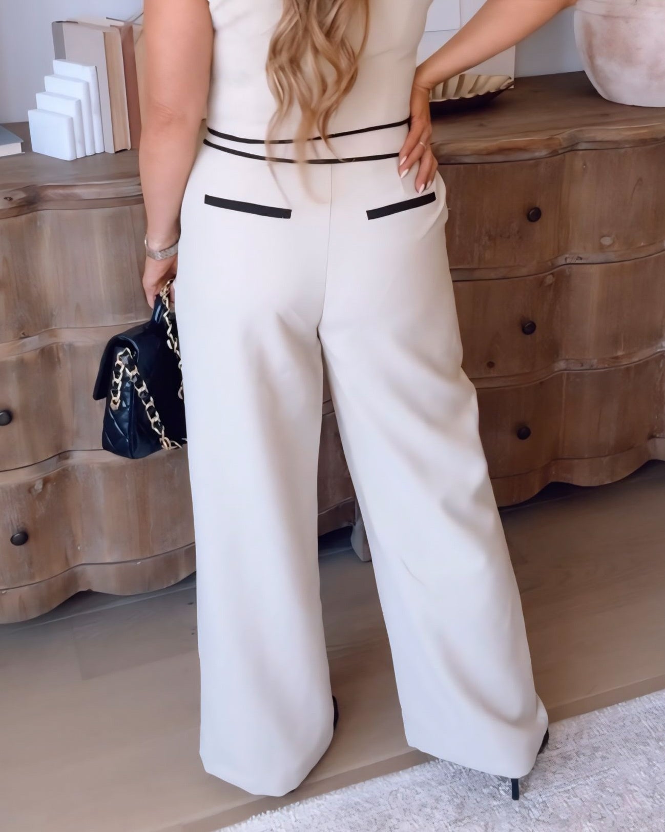 Sammie Contrast Hem Pants- 2 Colors