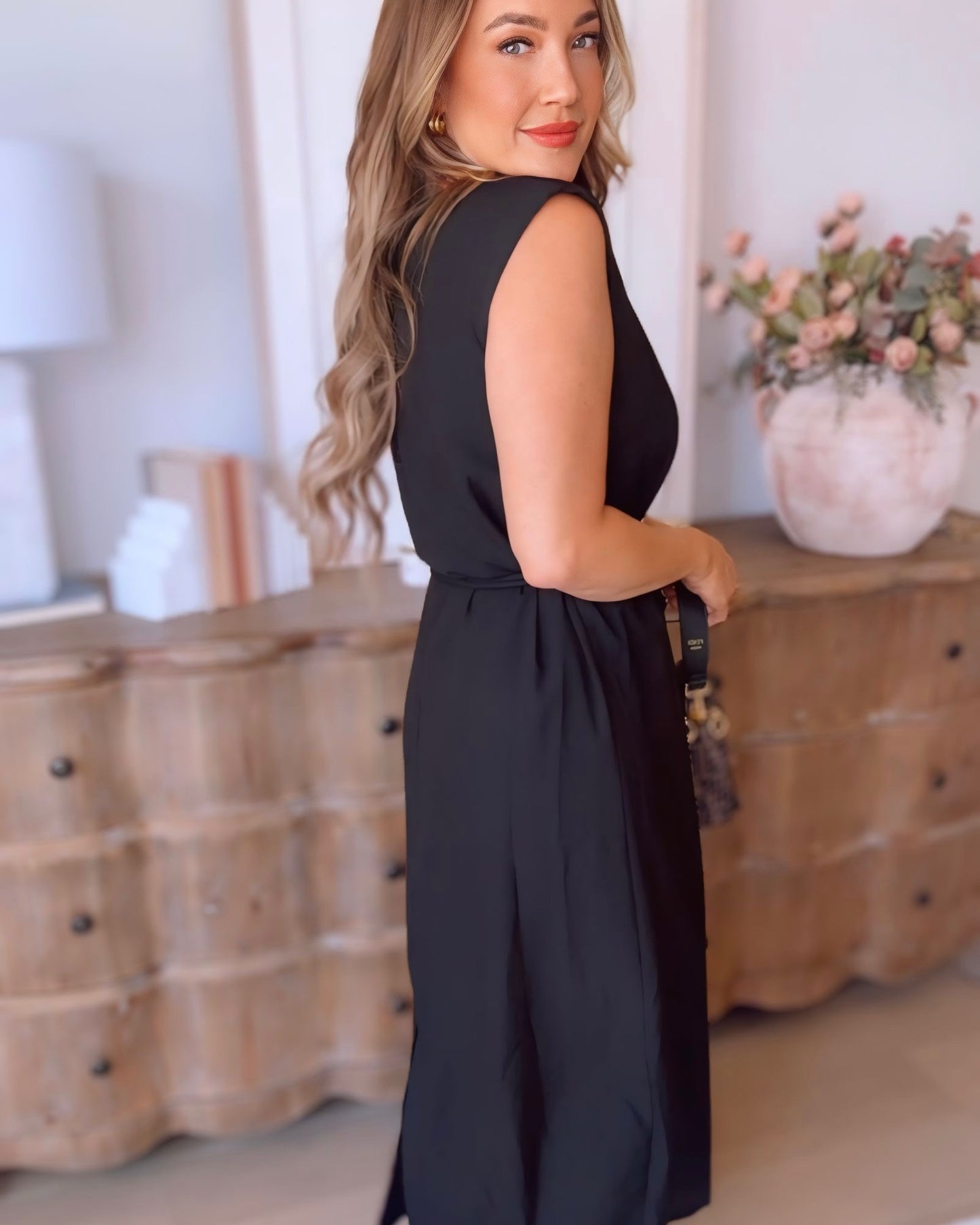 Rilyn Gold Detail Midi Dress