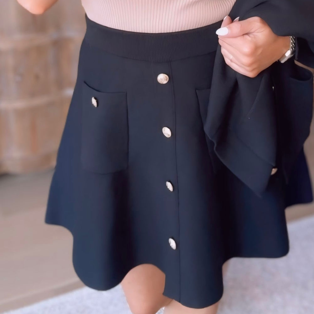 Brinkley Gold Button Sweater Skirt