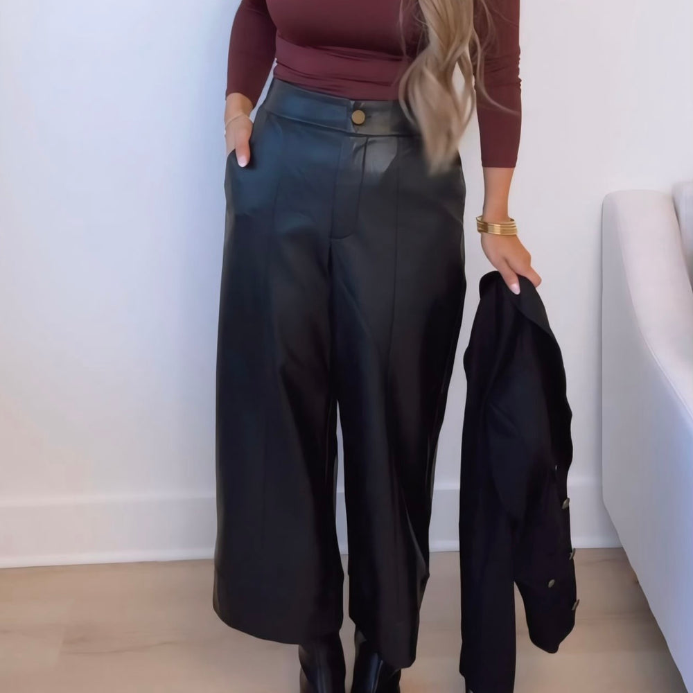 Learn To Love Faux Leather Wide Leg Pants