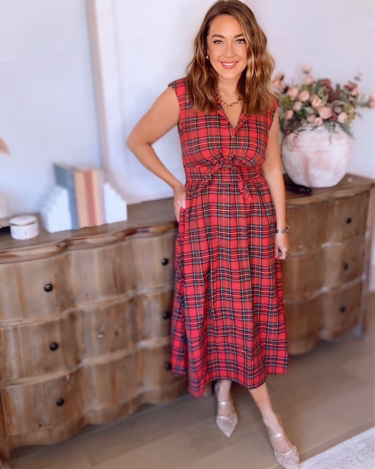 Noel Plaid Maxi Dress