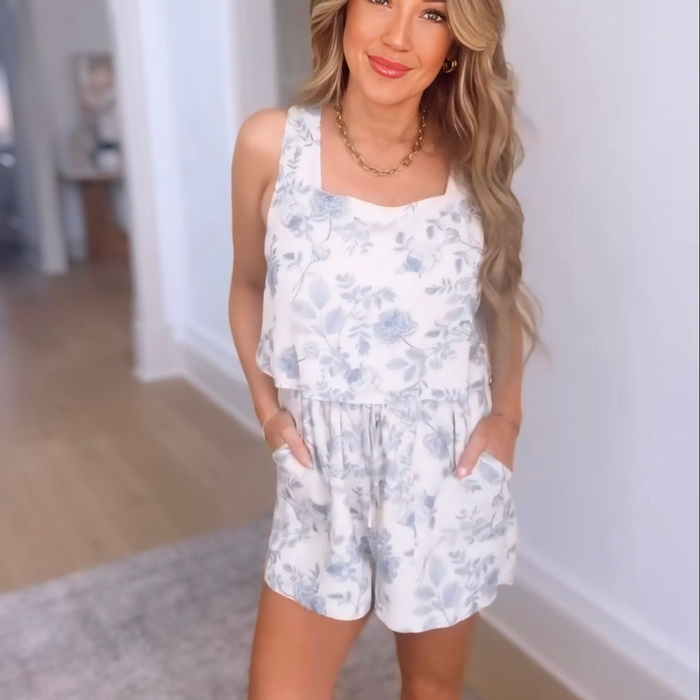 Kyla Toile Linen Romper
