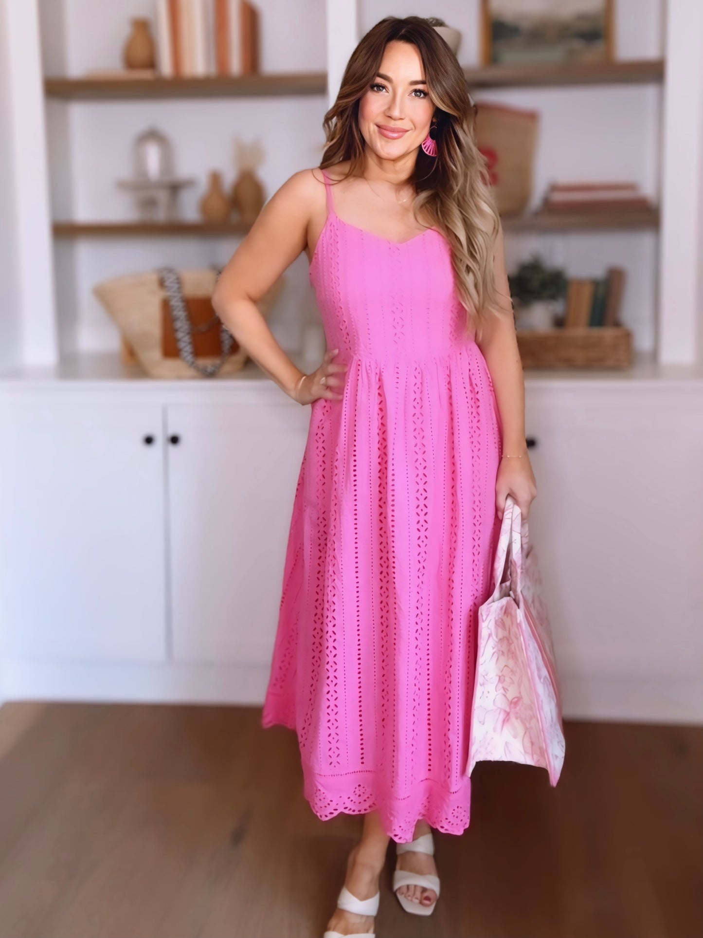 Serena Eyelet Smocked Midi Dress