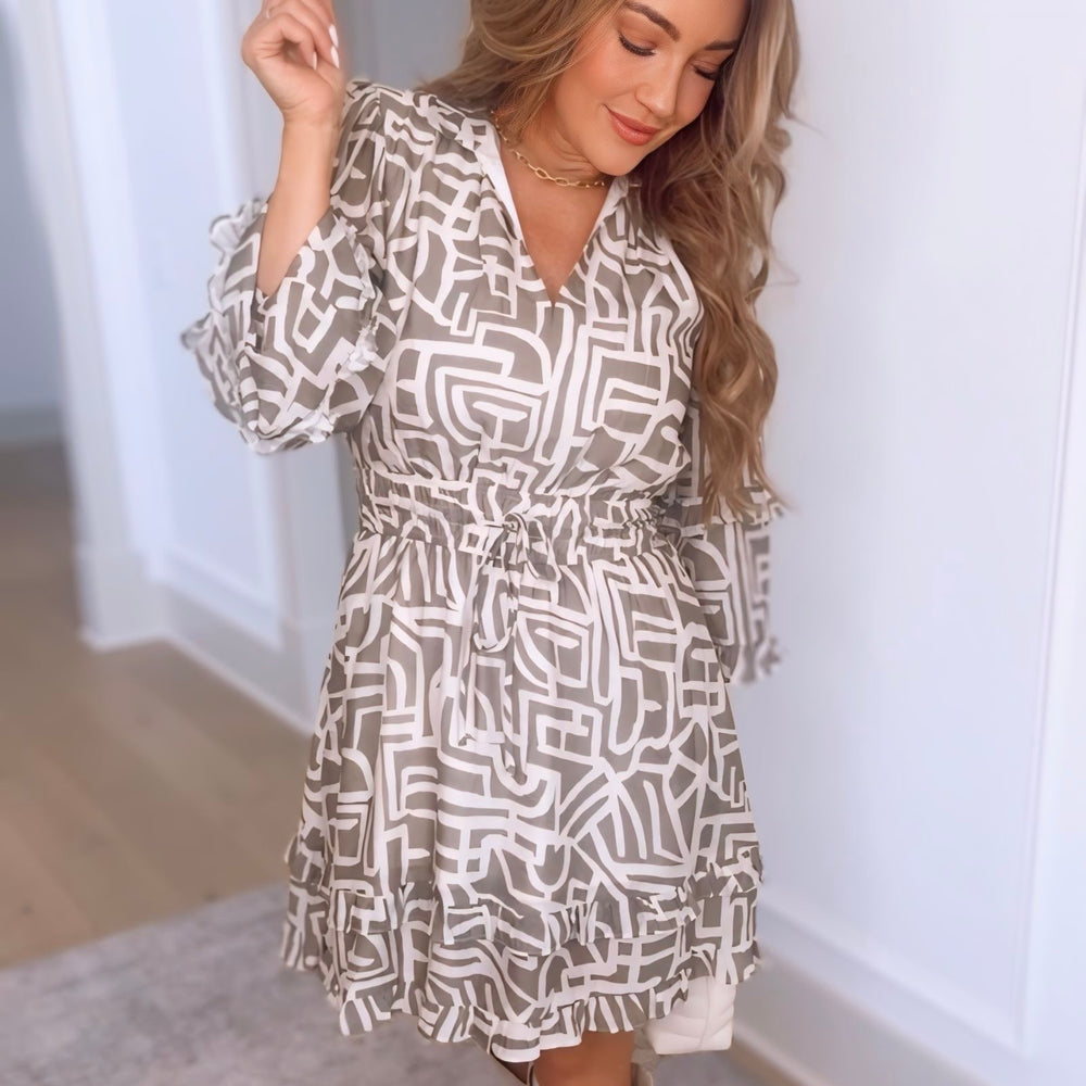 Adrie Long Sleeve Smocked Waist Dress
