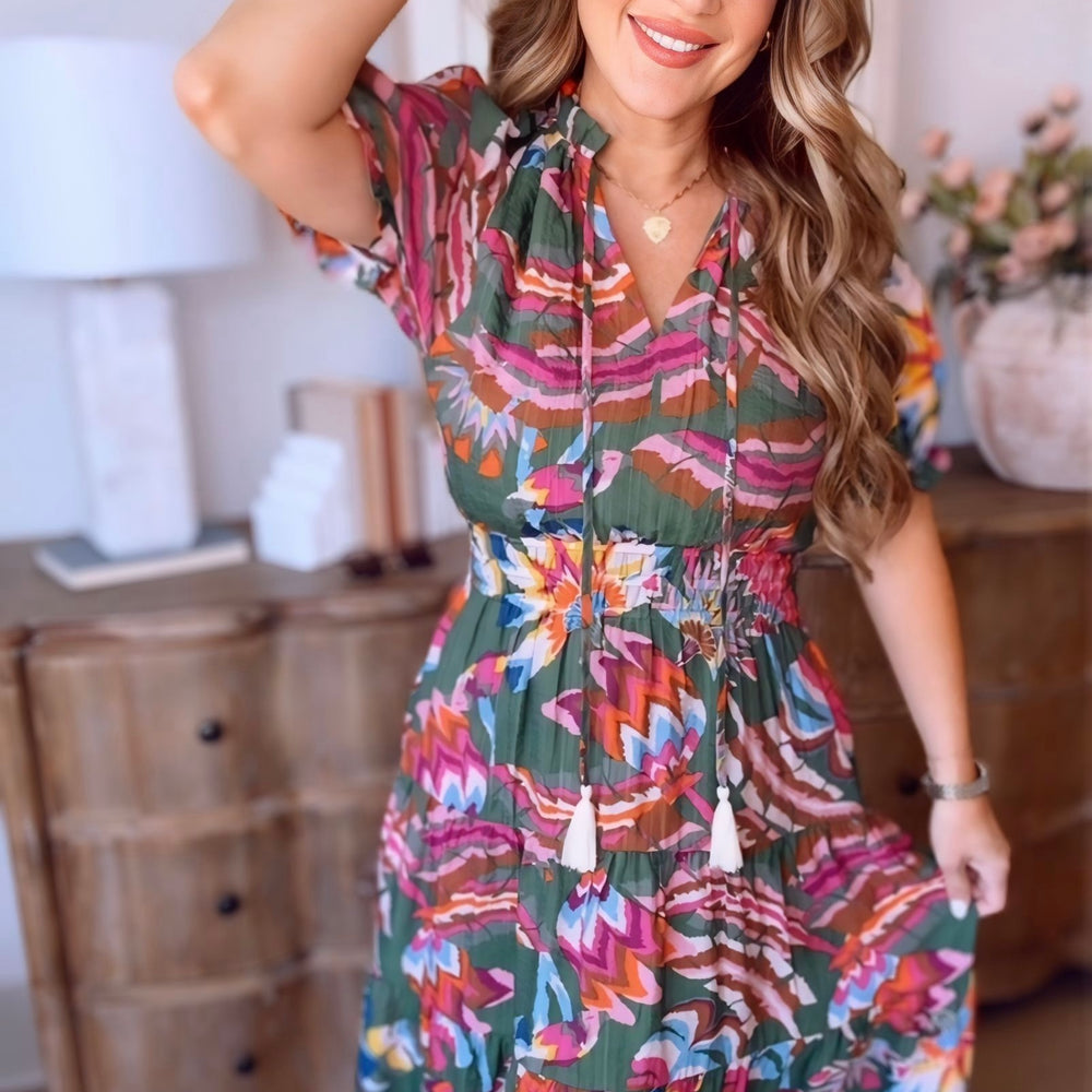 Lydia Puff Sleeve Tiered Maxi Dress