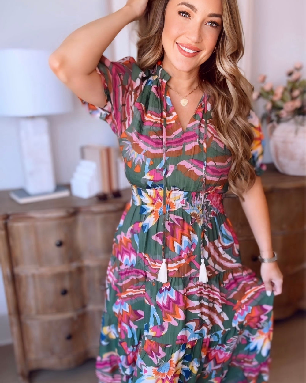Lydia Puff Sleeve Tiered Maxi Dress