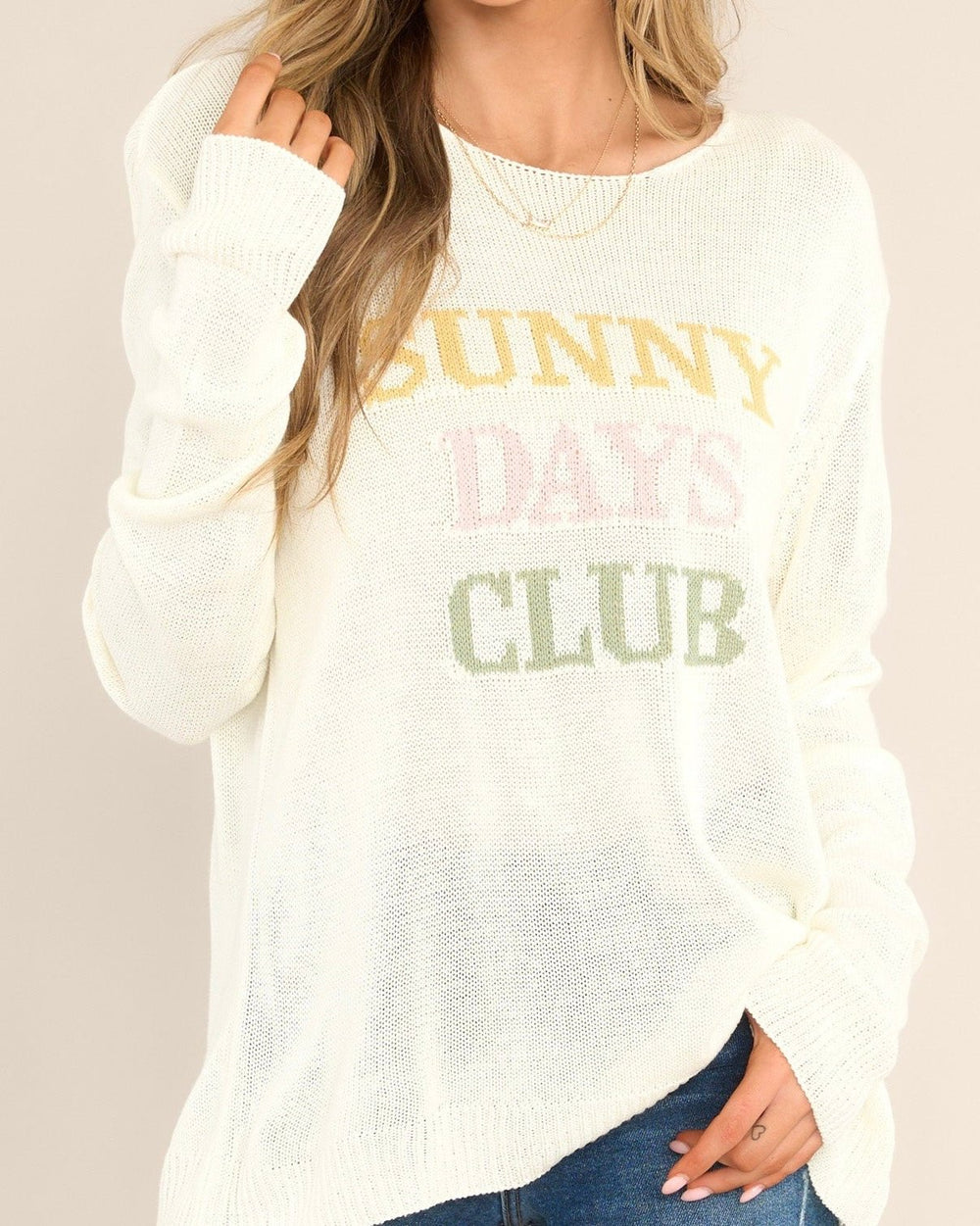 Ivory Sunny Days Club Sweater