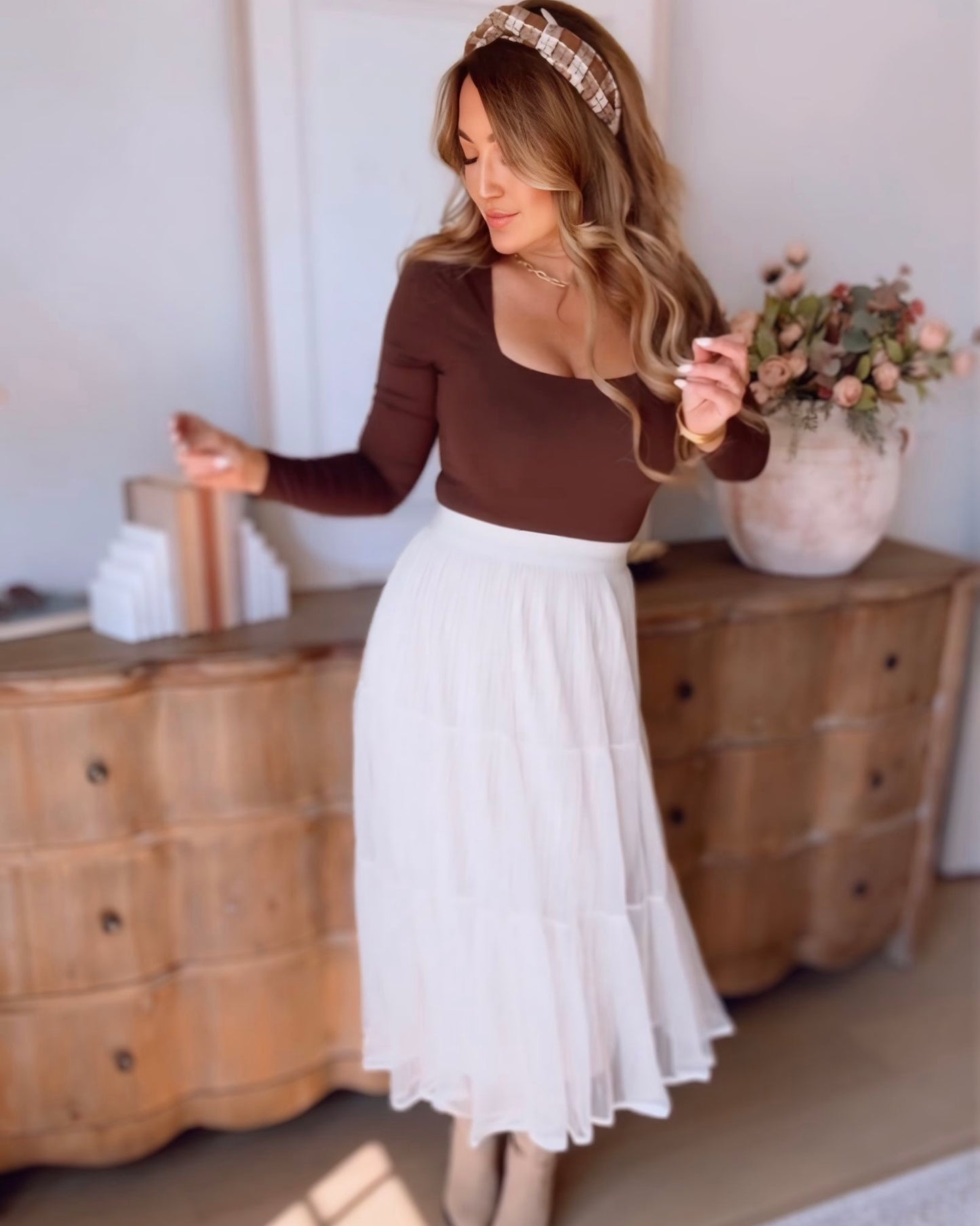 Velvet Shimmer Midi Skirt
