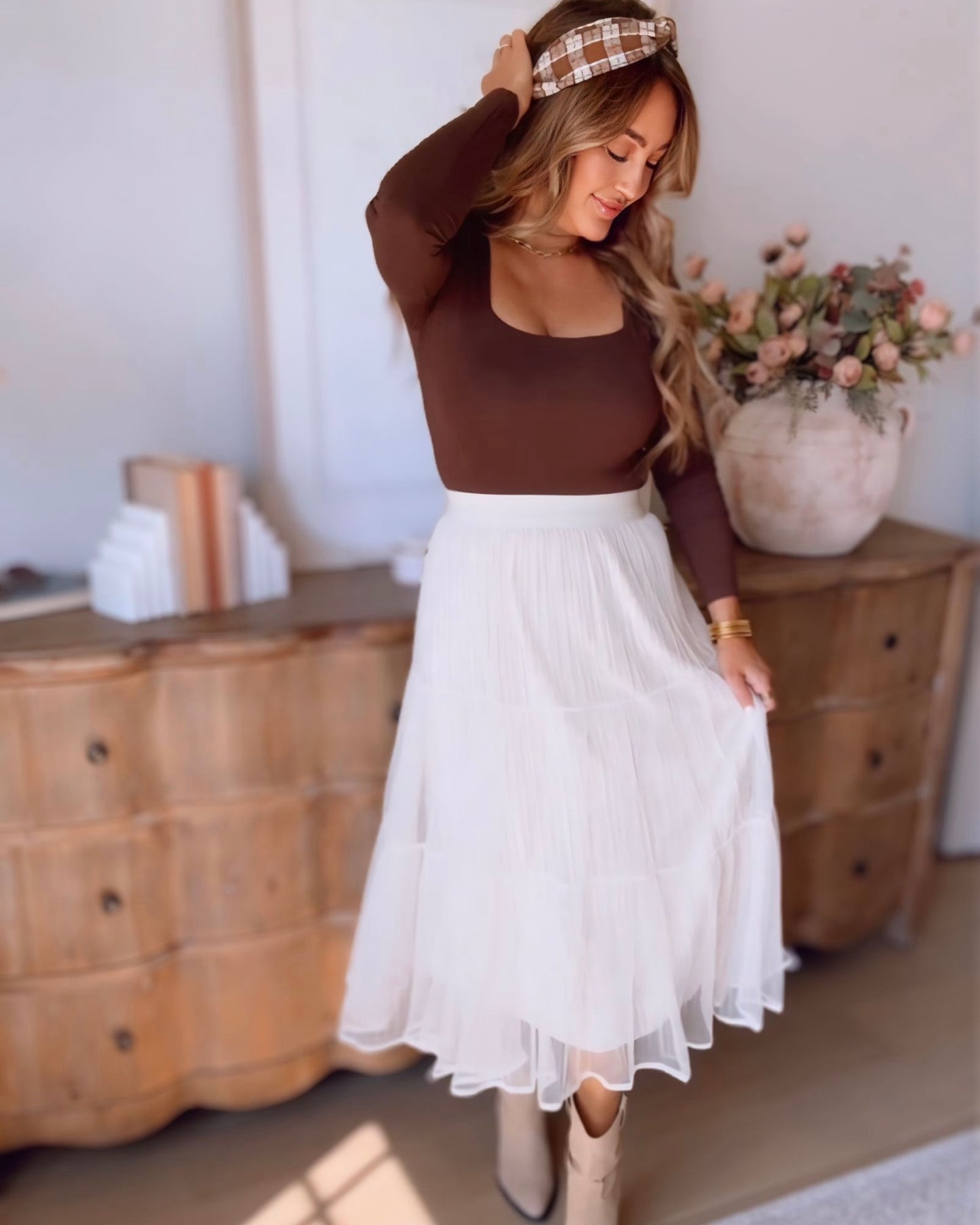 Velvet Shimmer Midi Skirt