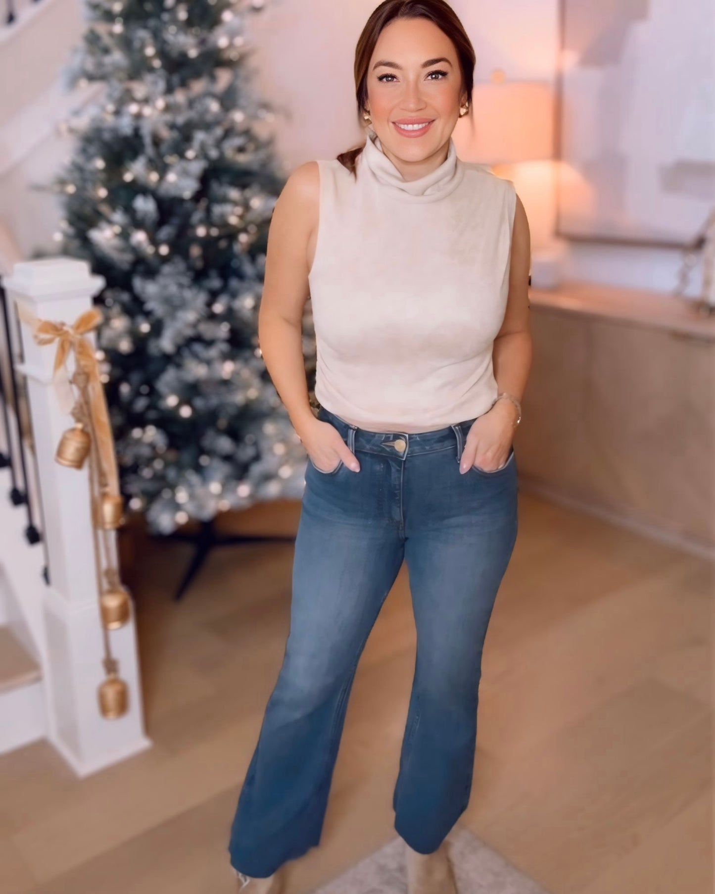 Scout Sleeveless Shimmering Mock Neck Top