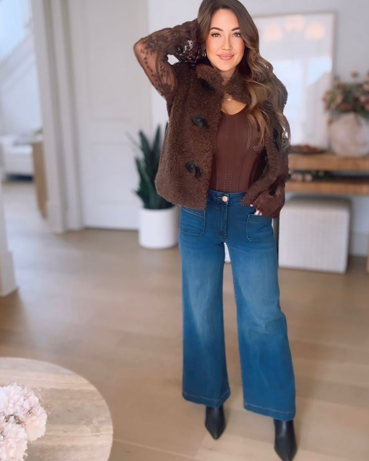 Meg High Rise Wide Leg-Dark