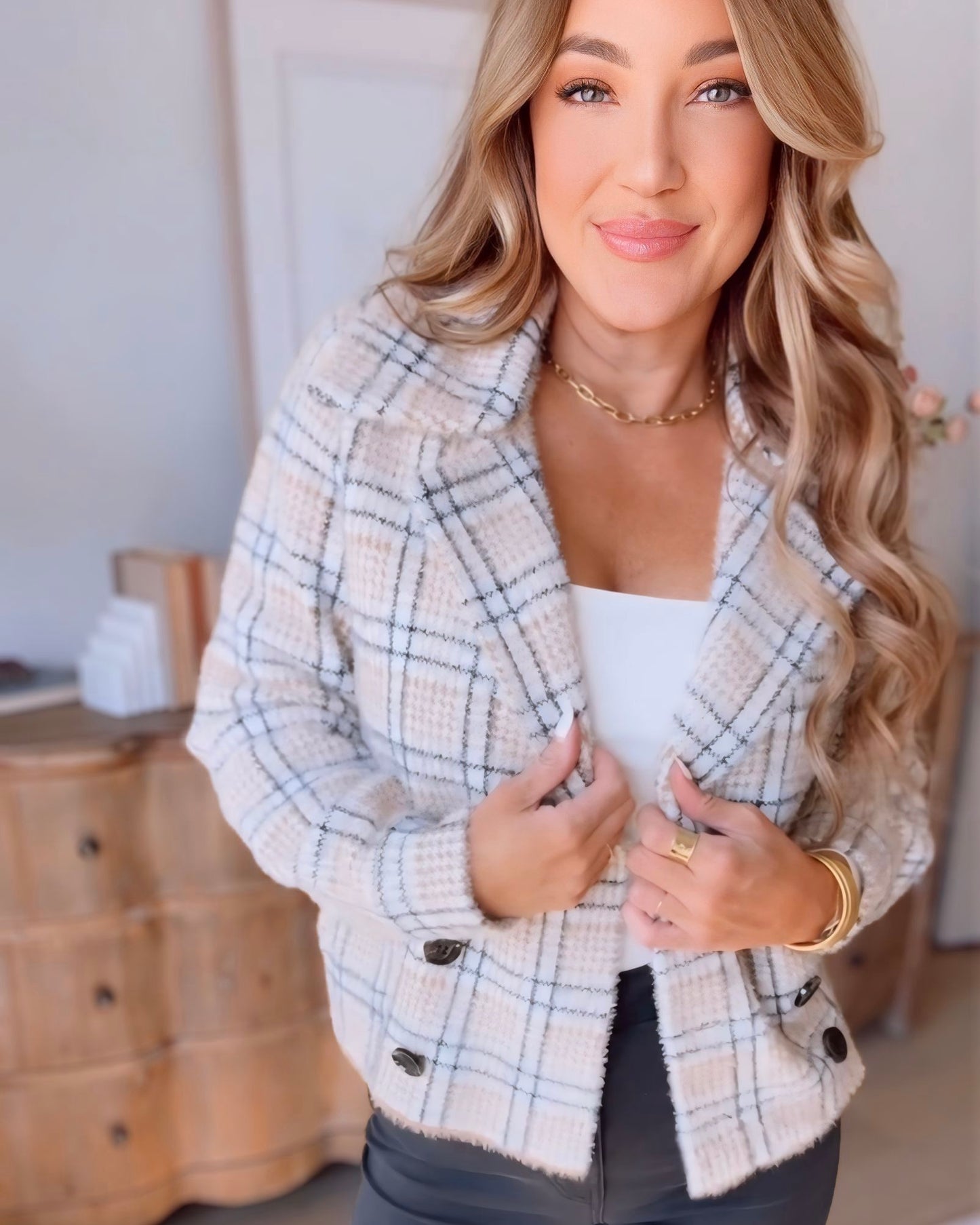 Aaliyah Plaid Double Breasted Jacket