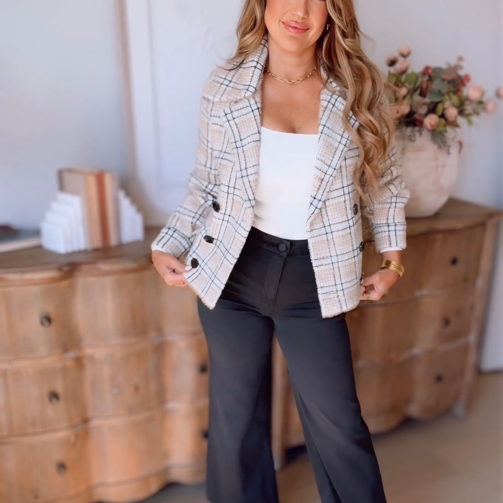 Aaliyah Plaid Double Breasted Jacket