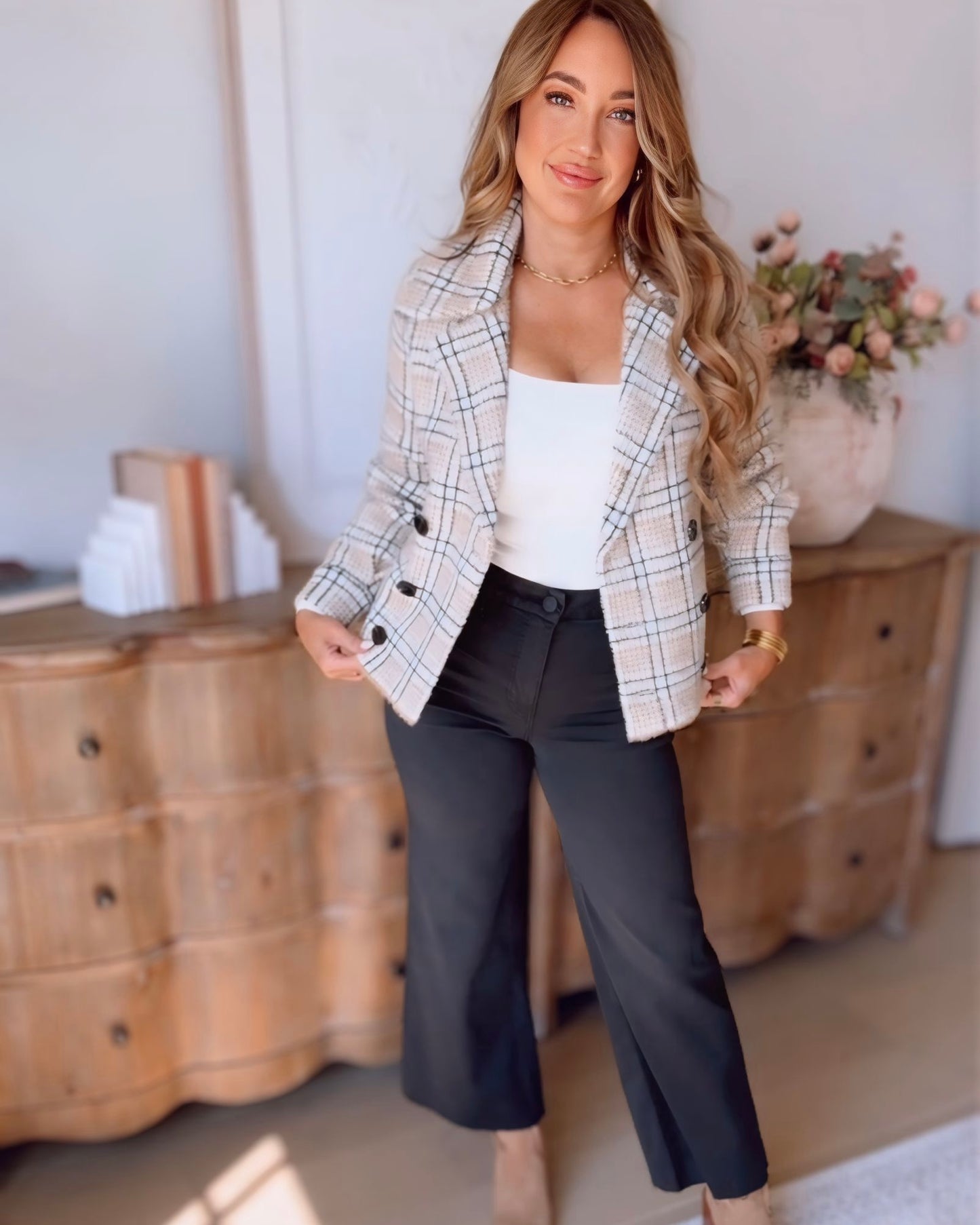 Aaliyah Plaid Double Breasted Jacket
