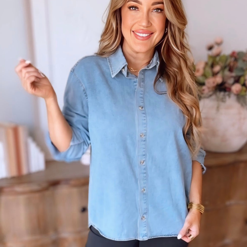 Keira Washed Denim Button Down