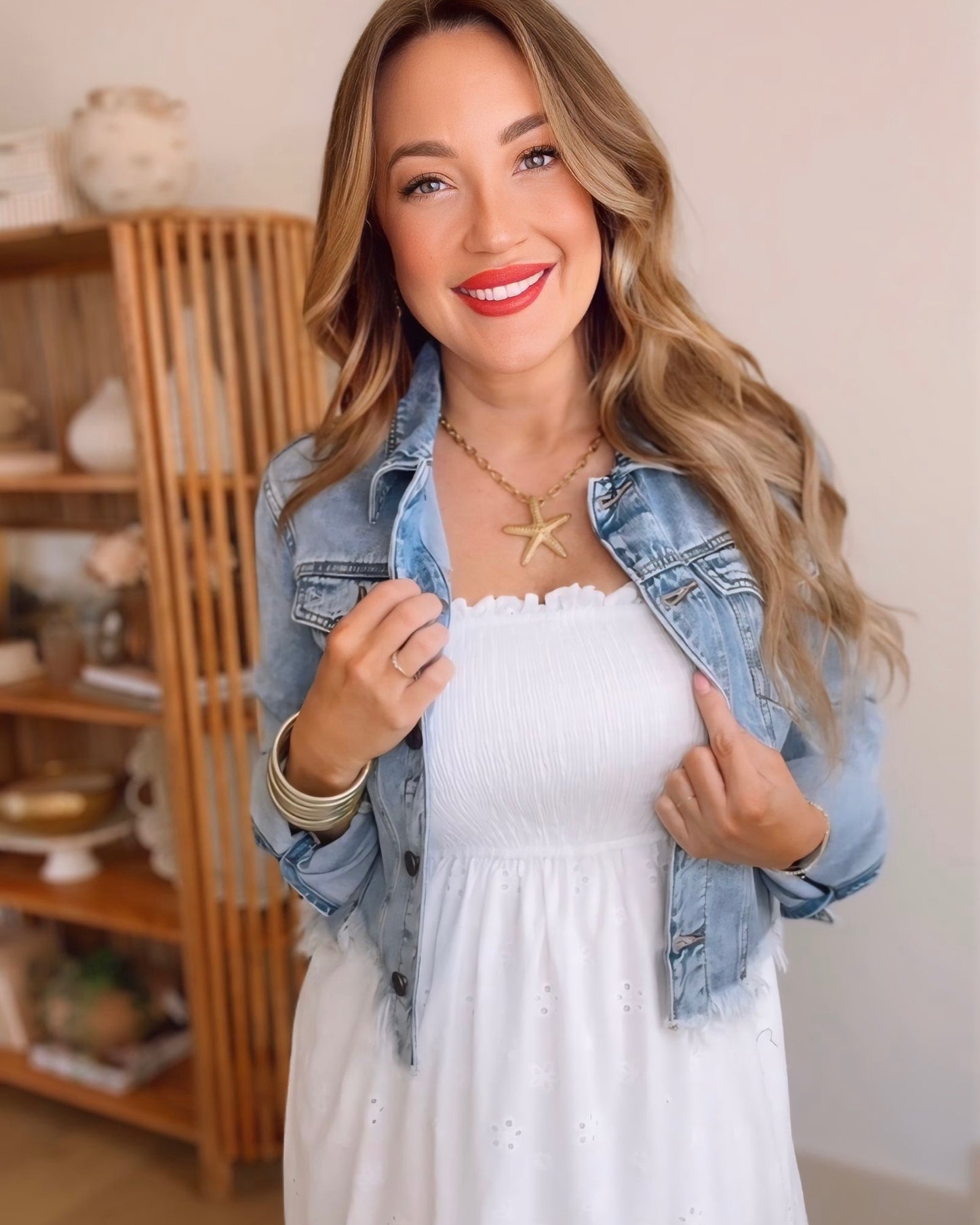 Weekend Away Denim Jacket (Color: Medium Blue)