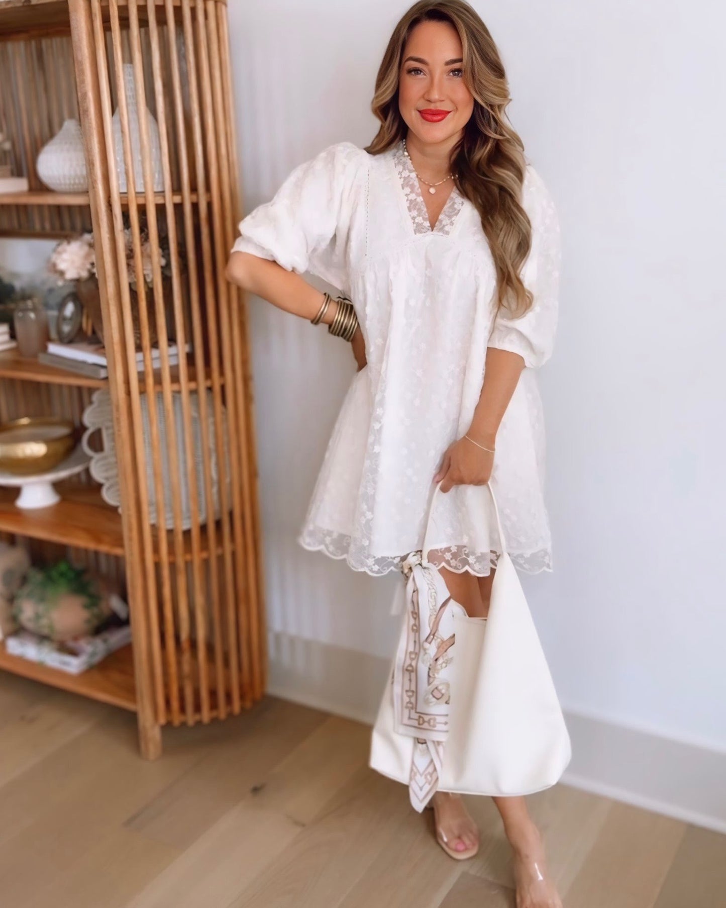 Maren Embroidered Puff Sleeve Dress