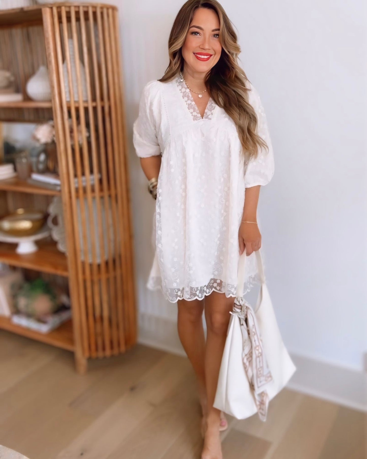 Maren Embroidered Puff Sleeve Dress
