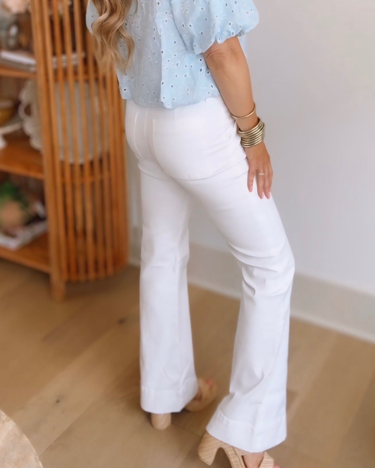 KUT- Stella Front Seam High Rise Flare- Optic White